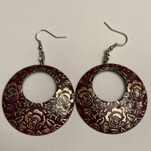 Rose Flower Hoop Circle Earrings